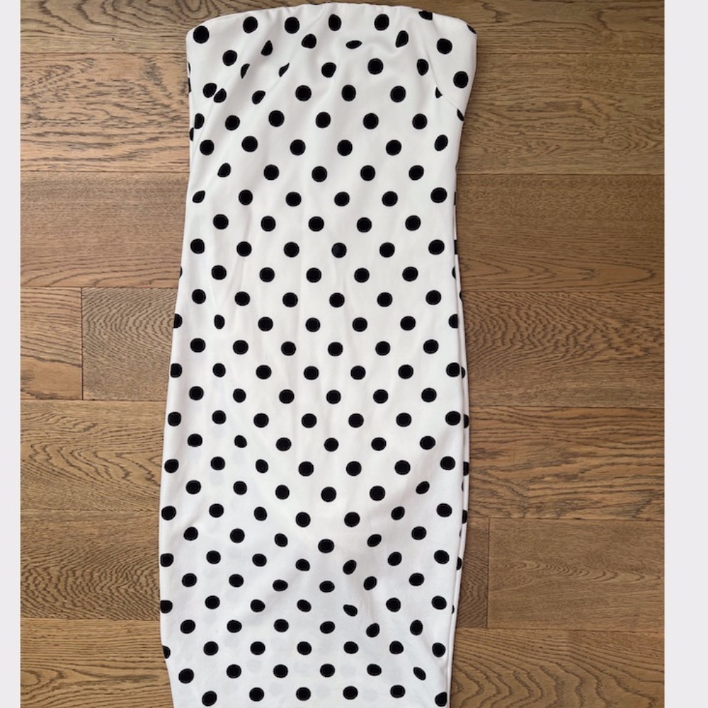 strapless polka dot dress